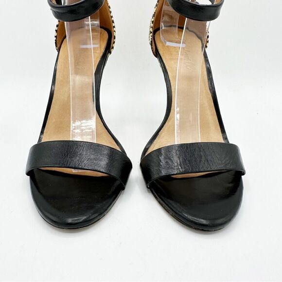 EUC Madewell Marcel Black Leather Sandals w/Woven Raffia Heels Sz 8.5 - Picture 7 of 16